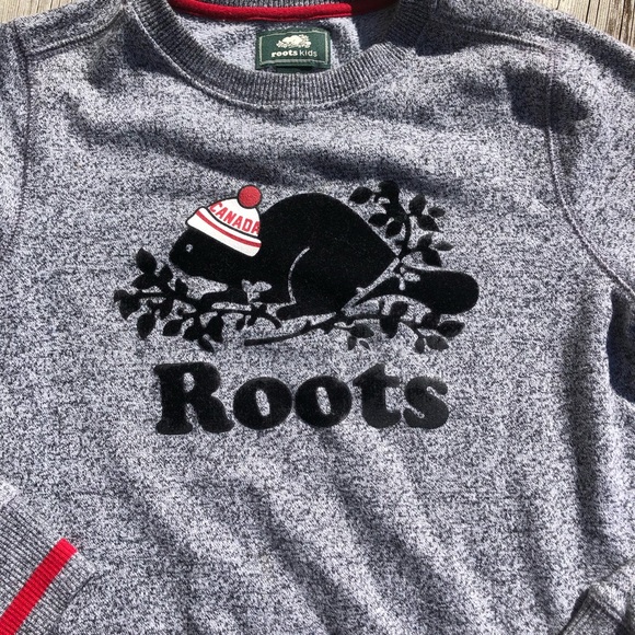 Roots Kids Buddy Crew Neck Sweatshirt Salt & Pepper sz. Lg. 9-10 - Picture 2 of 6